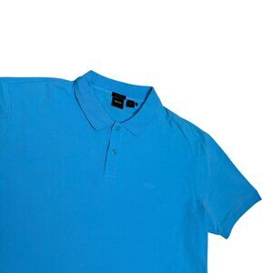 BOSS Luxury Designer Blue Golf Business Casual Polo Tee Shirt Mens 2XL